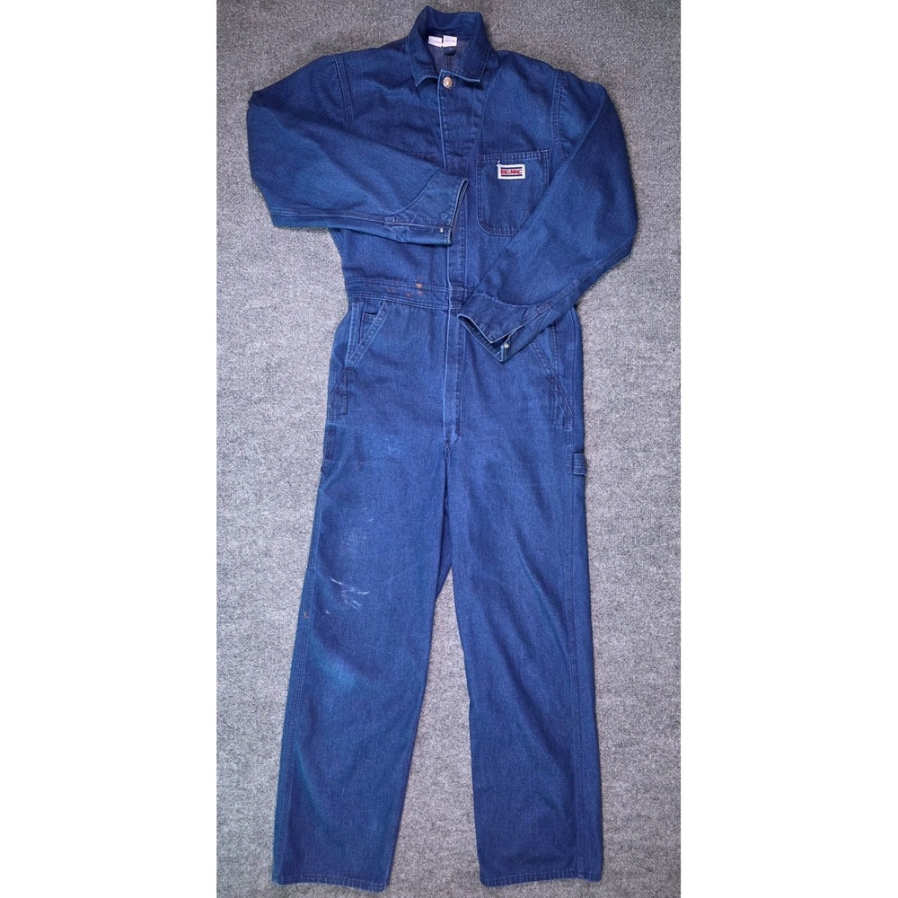 Vintage Big Mac Denim Coveralls Mens‎ 38L Blue Workwear Utility Jumpsuit
